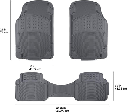 Amazon Basics Universal PVC Faux Rubber Car Floor Mats, Anti-Slip, All Weather Protection, Waterproof Flexible Trim to Fit for 95% Automotive SUV Sedans Trucks, Charcoal Pure Grey, Pack of 3