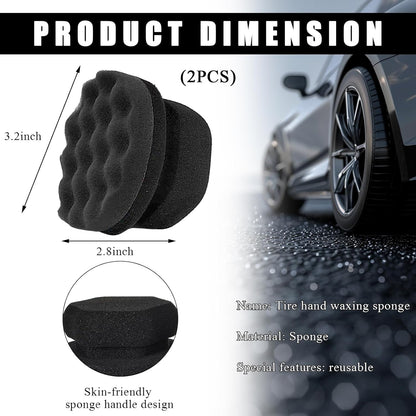 KVAEY 2 PCS Tire Dressing Applicator Pads, Reusable Hex Grip Tire Shine Applicator Polishing Sponge Pads, Wheel Tire Shine Detailing Foam for Most Vehicles, Car Accessories (Black, 3.15")
