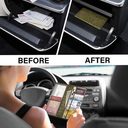 Car Registration and Insurance Holder, Black Vehicle Glove Box Car Organizer with Magnetic Closure for Documents, Cards, License Car Organization, 1 Pack