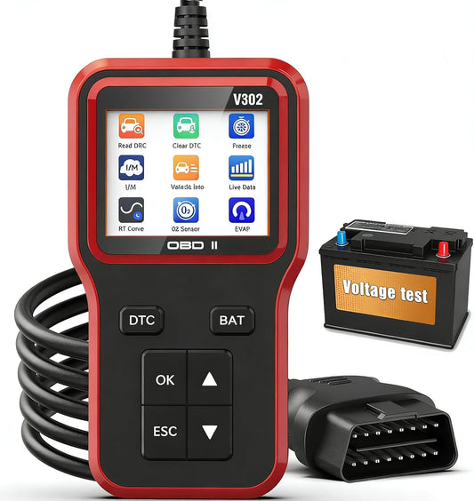 OBD2 Scanner with Battery Tester - Vehicle Code Reader for Check Engine Light, Plug and Play, Car Scanner Diagnostic Tool for All OBDII Vehicles After 1996