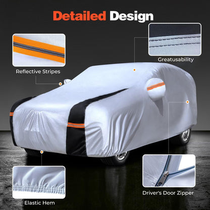 Large SUV Car Cover for Chevy Suburban 100% Waterproof All Weather, Heavy Duty Outdoor Full Exterior Covers Rain Sun Wind UV Protection. - Colors D