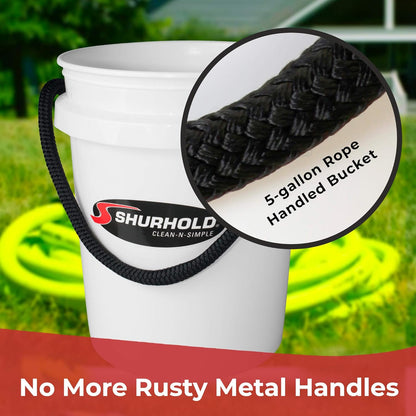 SHURHOLD 3.5 Gallon Heavy Duty World's Best Rope Handle Molded Plastic Bucket, for Boats, Cleaning, Fishing, Storage, and Refuse - White
