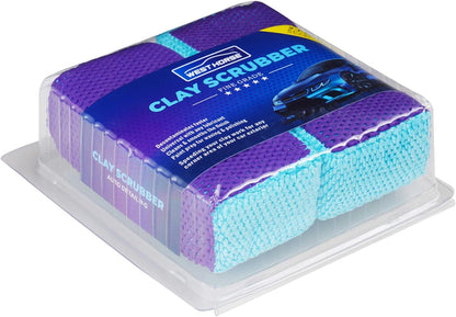 Clay Bar Scrubber 2-Pack, Auto Detailing Synthetic Clay for Car Wash Scrubbing and Claying, Car Paint Prep and Glass Surface (2-Pack, Blue Purple)