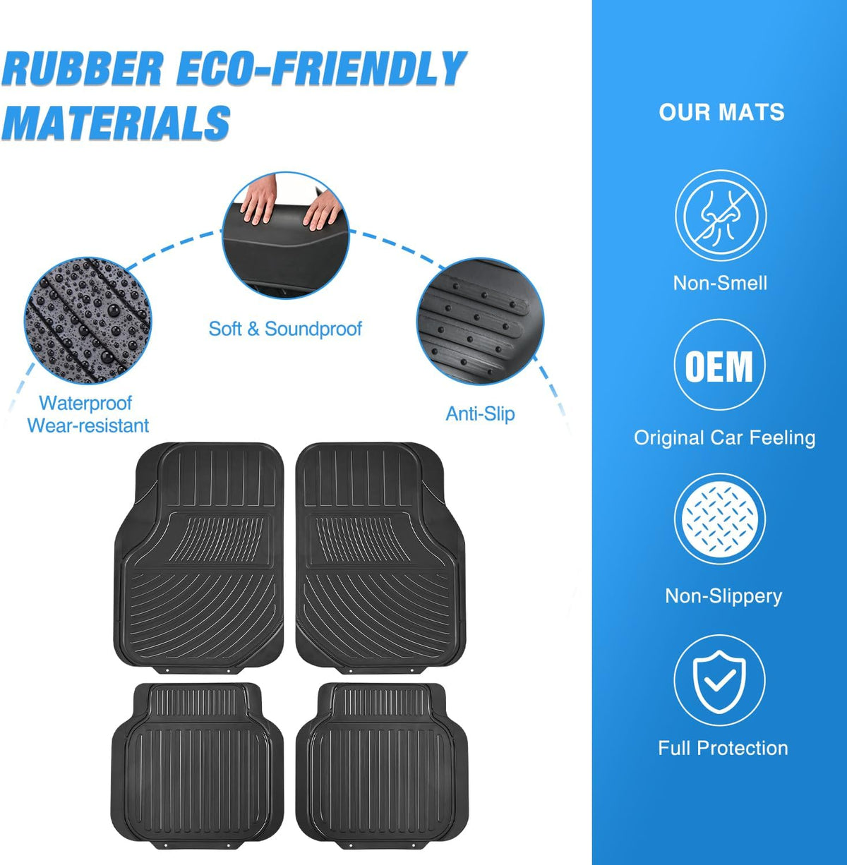 Nilight Rubber Cargo Mats for Cars Trucks SUVs,Universal Trim to fit for Most Vehicles,All Weather Protection Heavy Duty Cargo Liners