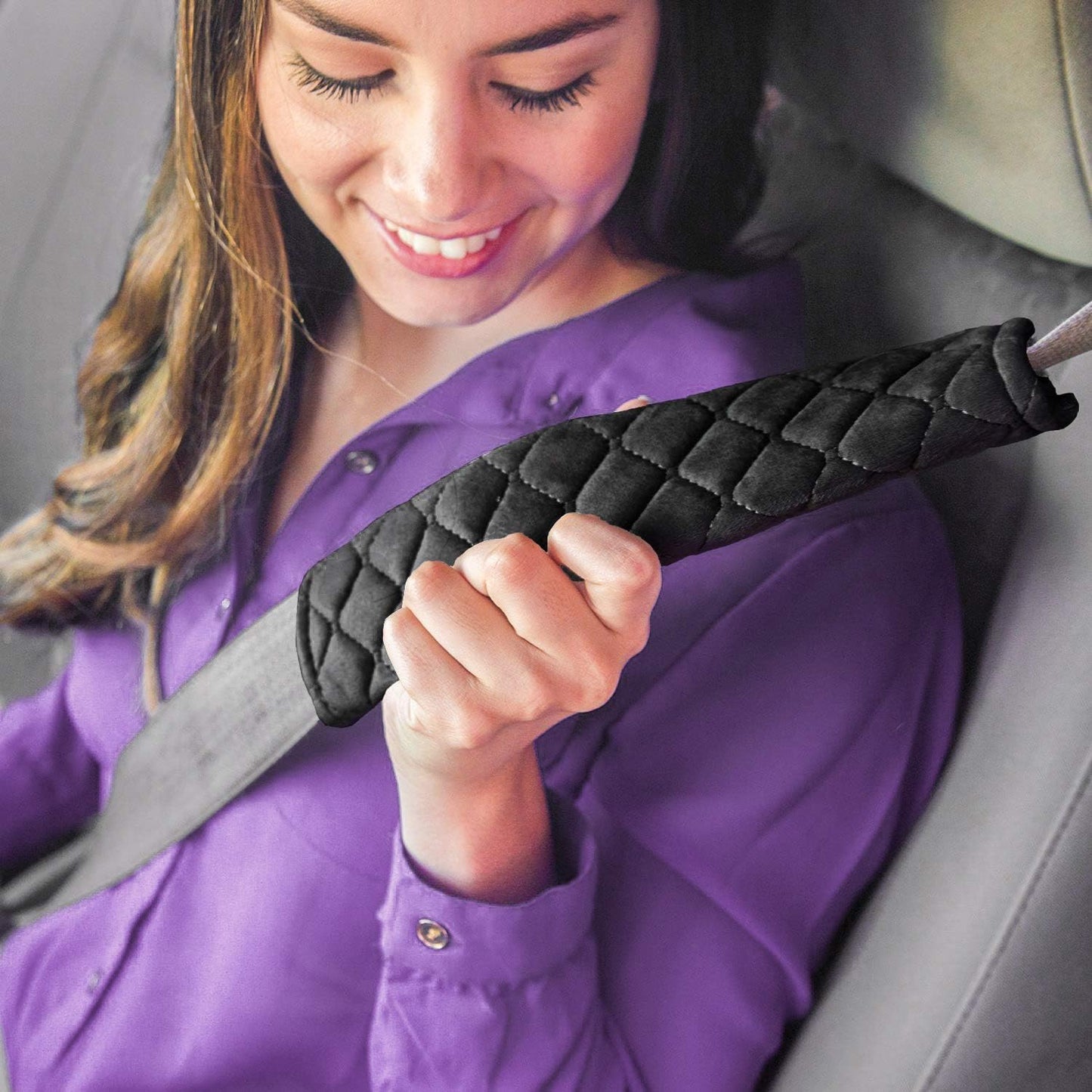 4 Pack Universal Car Seat Belt Pads, Adult Seat Belt Shoulder Strap Covers Harness Pad for Car/Bag,Soft Comfort Helps Protect You Neck Shoulder from The Seat Belt Rubbing（Black）