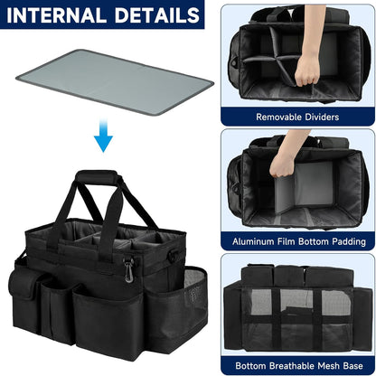 Cleaning Caddy,Cleaning Bag for Housekeepers,Cleaning Supplies Organizer with Handle,Black