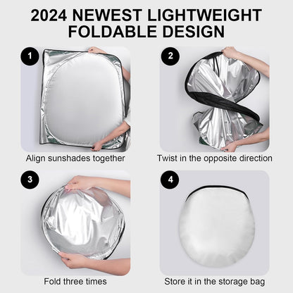 Windshield Sun Shade - Car Sun Shade Windshield, Reflector Sunshade Offers Ultimate Protection for Car Interior, Foldable Front Window Fit for Hatchback, Truck, SUV, MPV