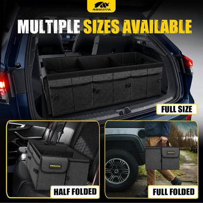MIKKUPPA Car Trunk Organizer - 65L Collapsible Trunk Organizer with Lid, Sturdy Car Storage for SUV Auto Truck Van with Adjustable Straps and Non Slip Bottom (Black)
