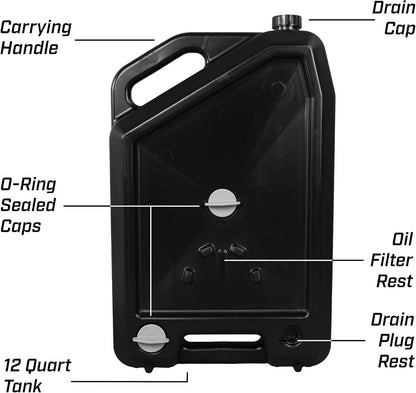 CHAPIN Oil Drain Pan, 12Qt, Low-Profile for Mess-Free Changes | Slim under-car fit for mowers, motorcycles and ATVs, ctaches fluids cleanly without splashing, made from recycled polymer