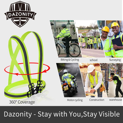 Dazonity High Visibility Safety Vest,10 Packs,Lightweight,Adjustable & Elastic Vest,Hi Vis Reflective Strips, Fit for Men & Women, Construction,Cycling, Runnning, Surveyor, (Yellow)