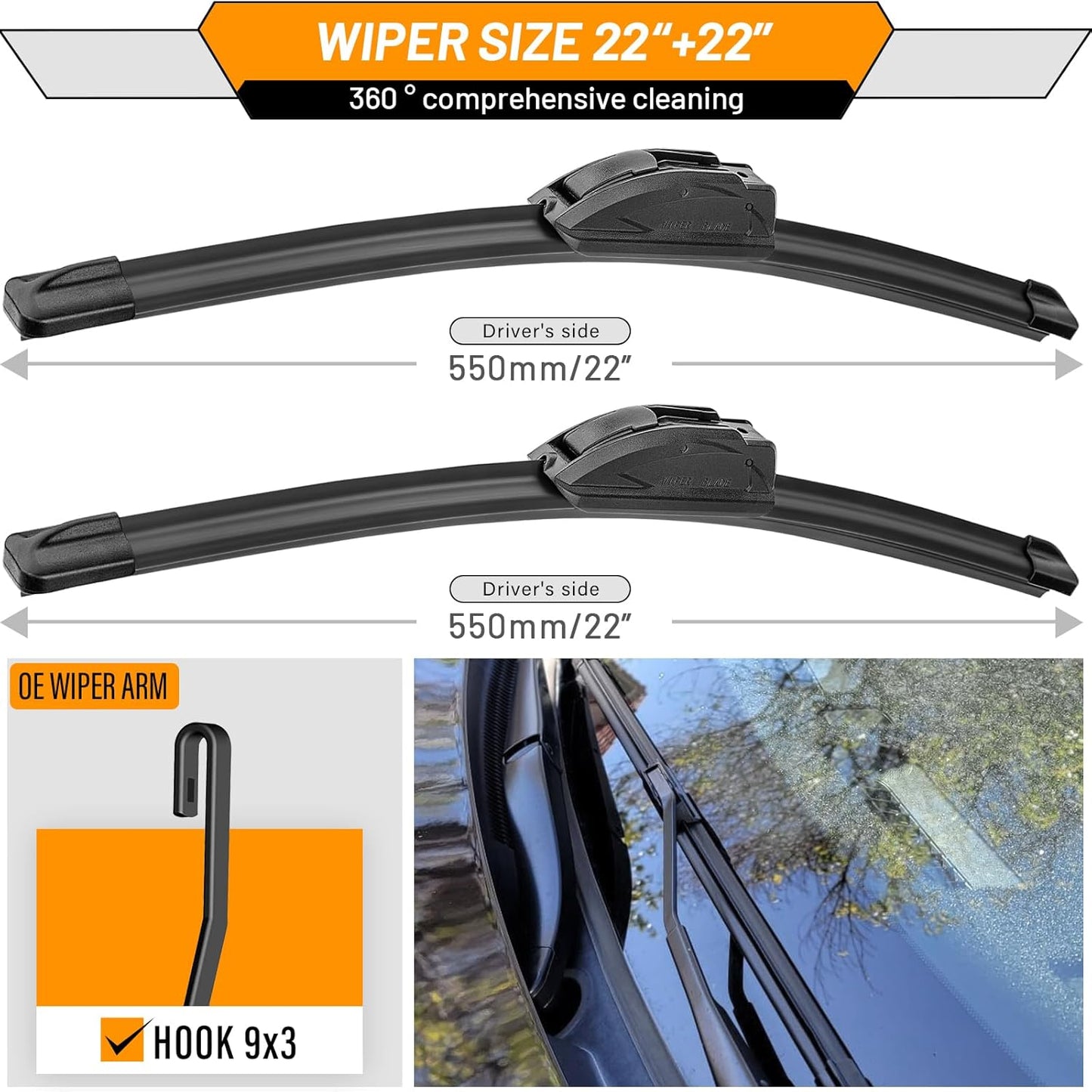 AUTOBOO 26"+19" Windshield Wipers Replacement for Tesla Model 3 2017 2018 2019 2020 2021 2022 2023 2024 2025 Model Y 2020 2021 2022 2023-2025 -Original Factory Quality (Pack of 2) - Colors B