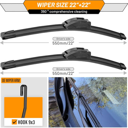 AUTOBOO 26"+19" Windshield Wipers Replacement for Tesla Model 3 2017 2018 2019 2020 2021 2022 2023 2024 2025 Model Y 2020 2021 2022 2023-2025 -Original Factory Quality (Pack of 2) - Colors B