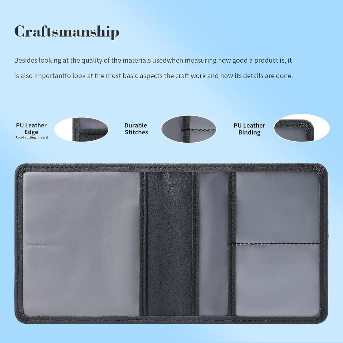TILDOSAC Leather Car Registration and Insurance Card Holder, Car Document Holder for Cards License with Magnetic Shut (Black, large)