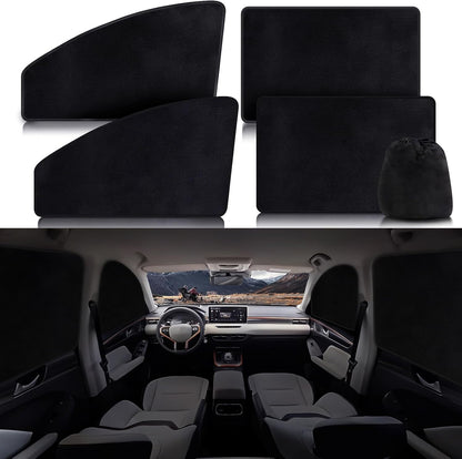 ZATOOTO Suede Car Window Shades 4PCS - Car Window Covers for Ultimate Privacy, UV Protection, and Heat Insulation, Side Window Sun Shade Perfect for Camping, Travel, Baby Safety, and Daily Use