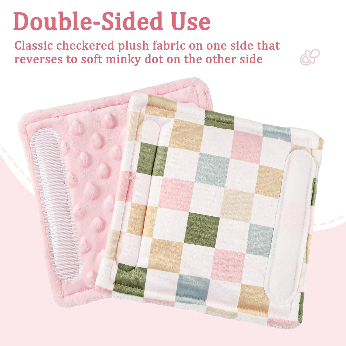 DILIMI Baby Car Seat Belt Covers, 2Pcs Carseat Shoulder Strap Pads, Soft Minky Car Seat Neck Covers, Newborn Car Seat Strap Protectors, Stroller Strap Covers for Baby Kids, Green Checkered