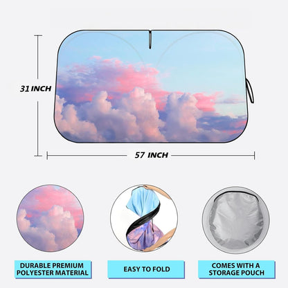 Car Windshield Sun Shade - Reflector Sunshade Offers Ultimate Protection for Car Interior, Cool Reflective Sun Blocker Fits Small Sedans, Mini SUVs