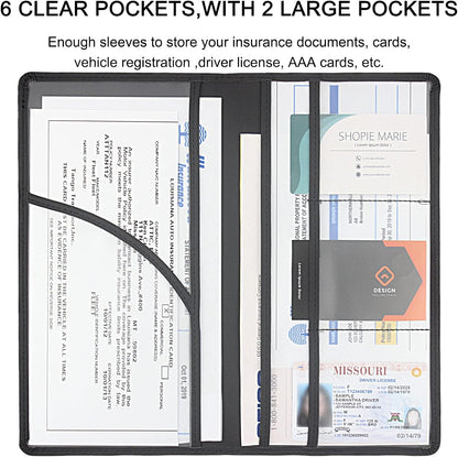 LumiMokki Premium Car Registration & Insurance Card Holder with Magnetic Shut, Vehicle Glove Box Car Organizer - For Documents, Cards, License (Black)
