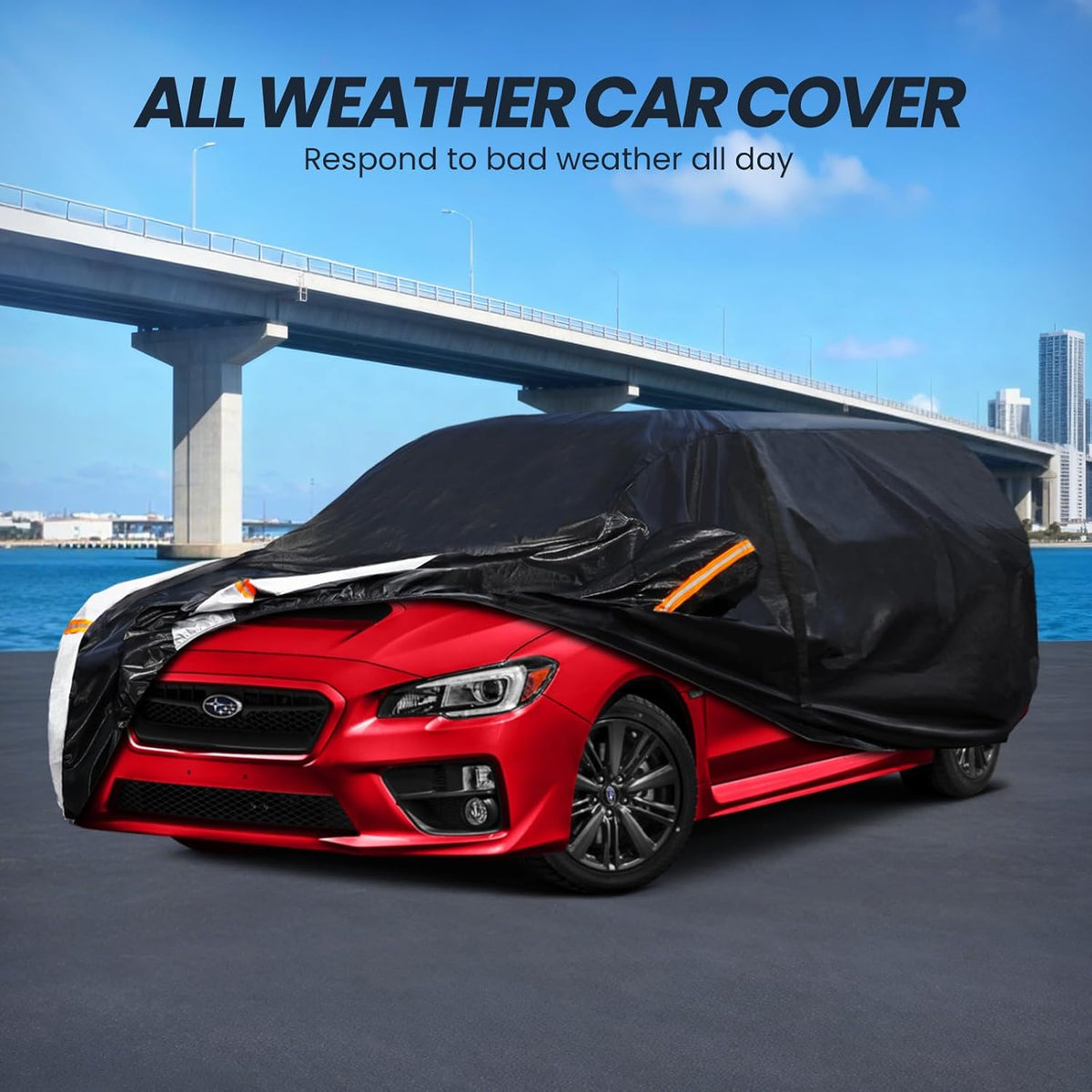 Large SUV Car Cover for Chevy Suburban 100% Waterproof All Weather, Heavy Duty Outdoor Full Exterior Covers Rain Sun Wind UV Protection. - Colors D
