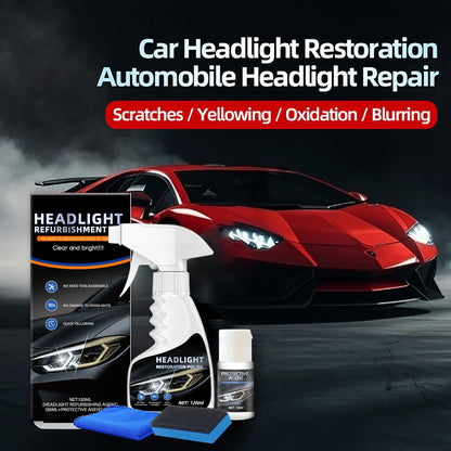 10X Brighter Headlight Restoration Kit - Pro Grade Headlight Cleaner & Sealant, Fixes Yellowed Cloudy Lenses to Crystal Clear in 5 Mins, Car Accessories Car Cleaning Supplies for Night Driving Safety