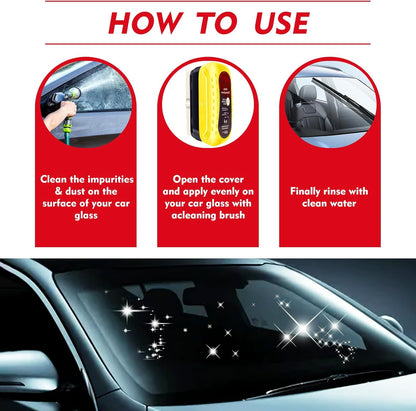 Automotive Oil Film Cleaning Brush with Reusable Foam Sprayer, Upgraded Antifog Glass Cleaning Board, Glass Oil Film Remover for Car Windows & Windshields, Versatile Car Glass Cleaner Brush (Red)