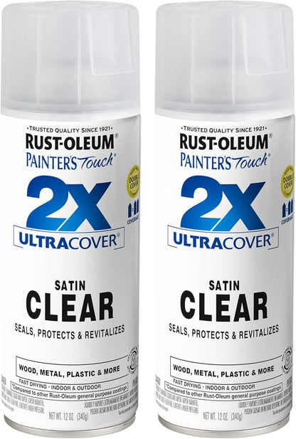 Rust-Oleum 334029 Painter's Touch 2X Ultra Cover Spray Paint, 12 oz, Gloss Clear - Colors B