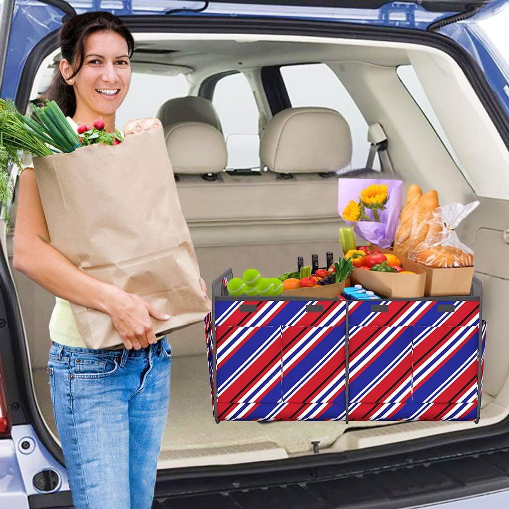 Homeve Car Trunk Organizer for SUV, 18.5Gal Large Capacity No-Sag Heavy Duty, Foldable Waterproof Anti-Slip Storage with 12 Pockets, Fit Sedan,Truck, Universal Car Accessories, Black, Large, 2 Compart