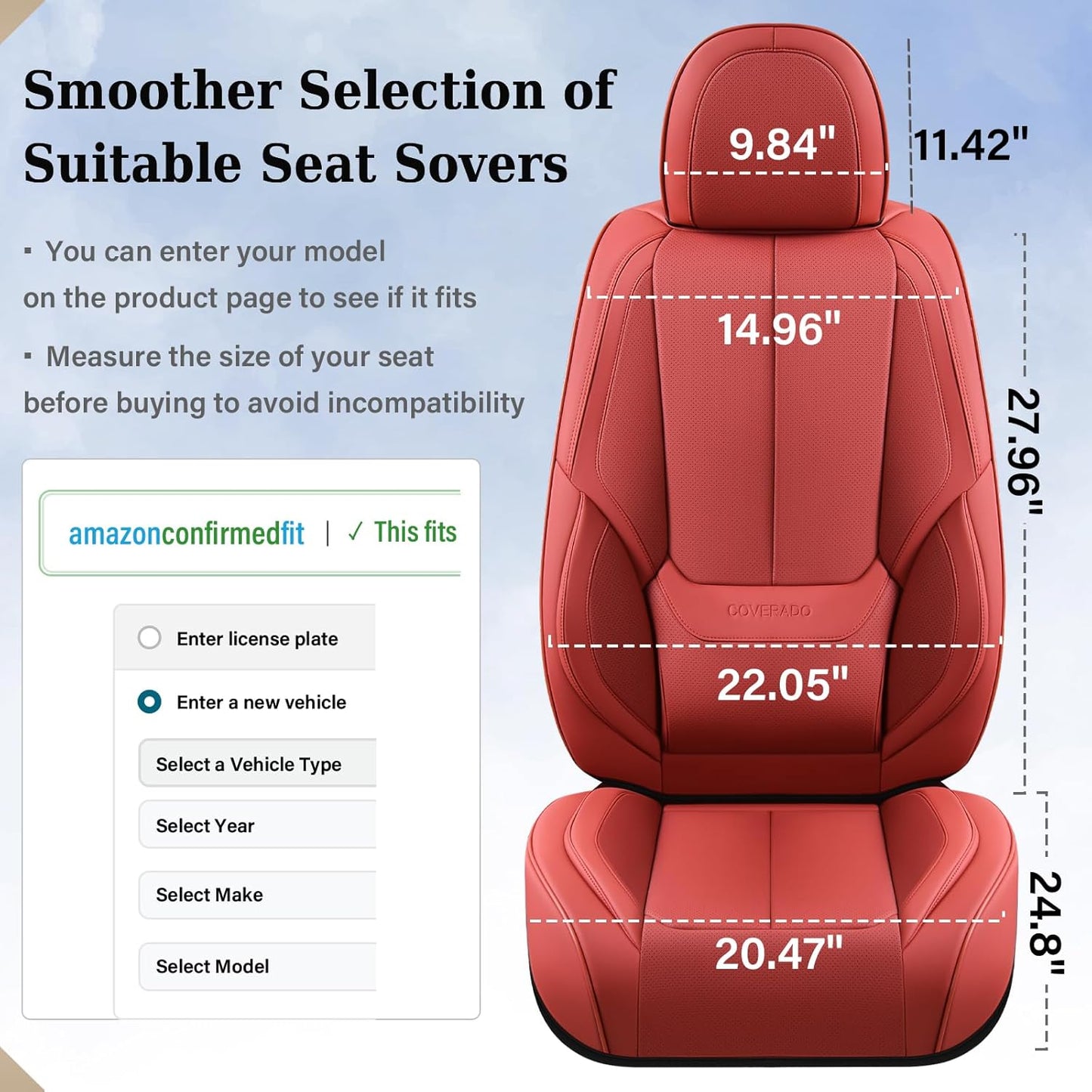 Coverado Seat Covers Full Set, Black Seat Covers for Cars 5 Seats, Car Seat Protector, Waterproof Nappa Leather Car Seat Cushion, Front and Rear Car Seat Cover Fit for Most Sedans SUV Pick-up Truck - Colors A