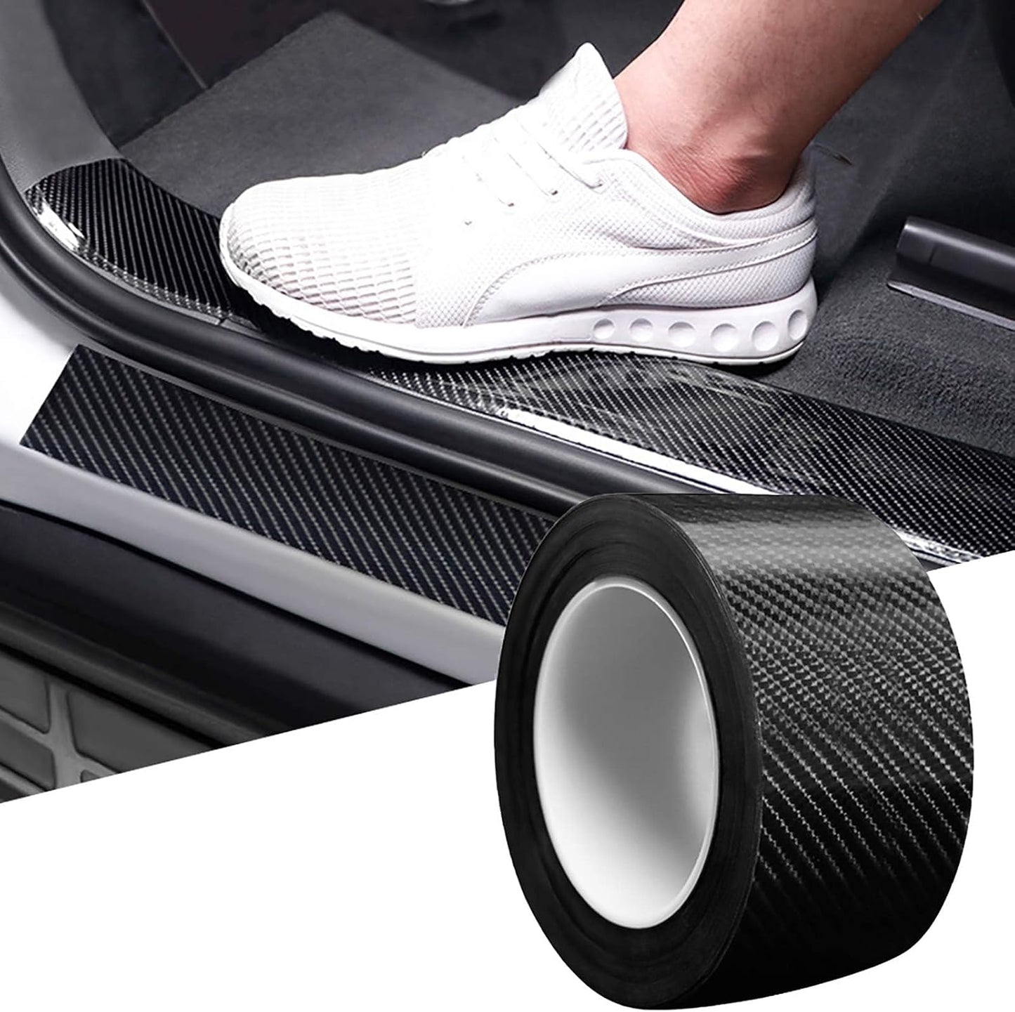 DGSL Car Door Edge Guards Door Sill Protector, 2.7In x 33Ft 5D Carbon Fiber Car Wrap Film, Vinyl Automotive Wrap Film Anti-Collision Fits for Most Vehicles (Black)
