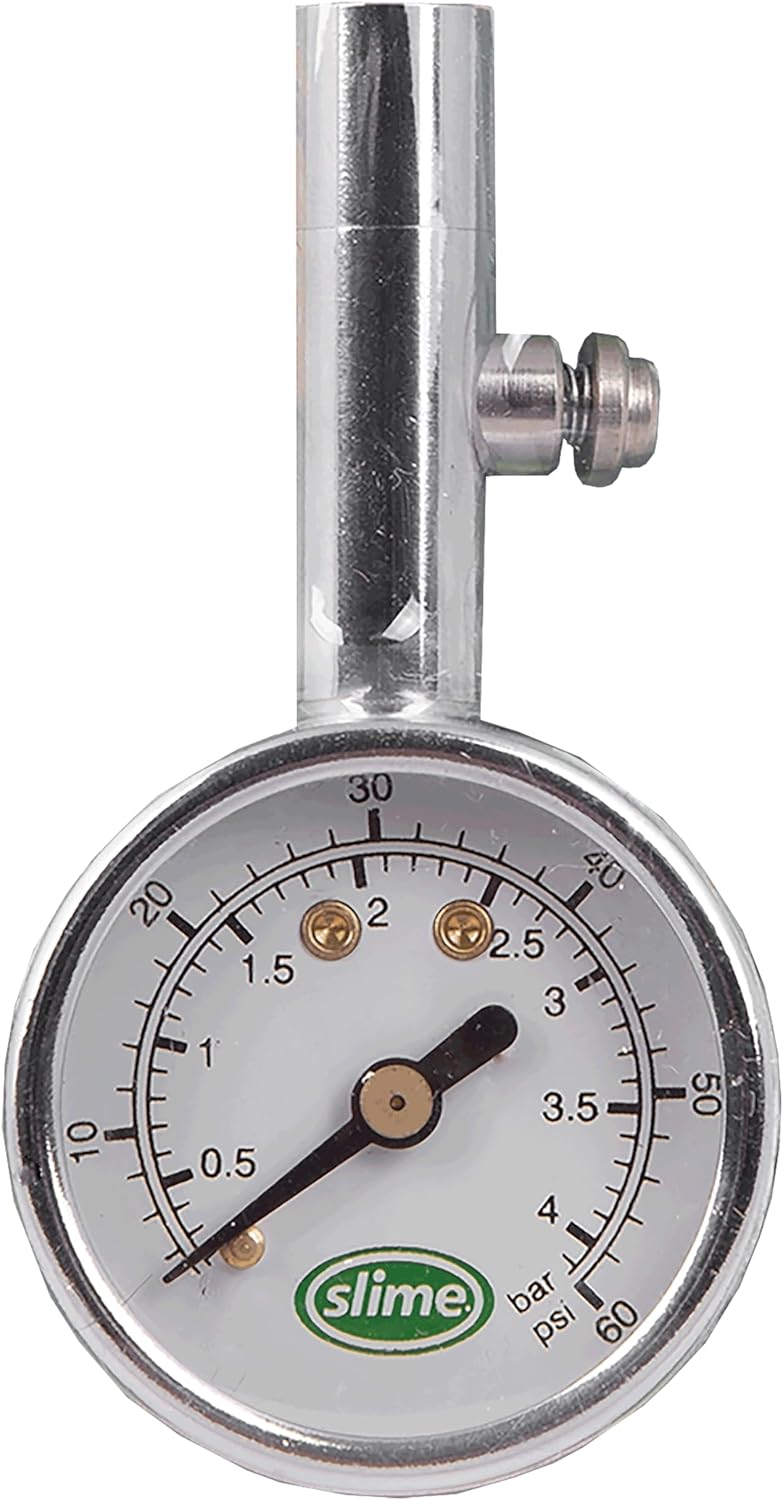 Slime 20049 Tire Pressure Gauge, Large Face Dial Analogue Gauge, 5-60 PSI