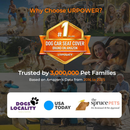 URPOWER Dog Car Seat Cover for Back Seat - Waterproof Non-Slip Car Seat Protector for Dogs Pet, Scratchproof Back Bench Seat Covers for Mid-Size Cars, Mid-Size SUVs, Black
