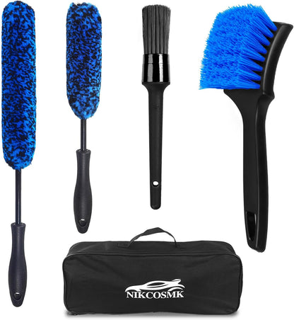 Wheel Brush, Wheel & Rim Cleaner Brush, Tire Brush, Wheel Cleaning Brush, Bendable & Durable Car Wheel Brush Set, Car Detailing Brushes, Wheel Brushes for Cleaning Wheels