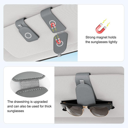 Sotfamily Sunglass Holder for Car Visor, Suede Cloth Magnetic Sunglass Organizer for Car Accessories, 2 Packs, Black
