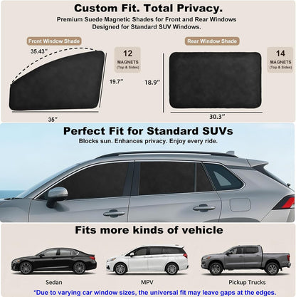 XCBYT Car Window Shades - 4 Pcs Car Privacy Curtains - 100% Block Light Car Window Covers - Magnetic Side Window Sun Shade Keeps Cooler for Breastfeeding, Taking a nap, Changing Clothes, Camping