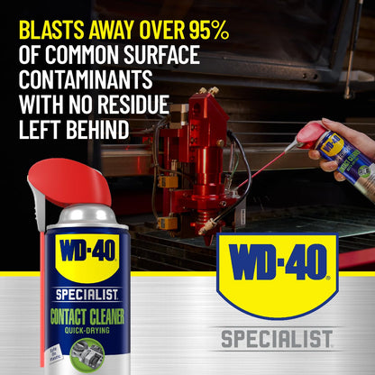 WD-40 Specialist® Contact Cleaner for Metal, Plastic, Rubber, Electrical Contacts, Battery Terminals, Switches, Fast-Drying Cleaner for Terminals & Motors, Auto, Bigger Can, 13.3 OZ [6-Pack]