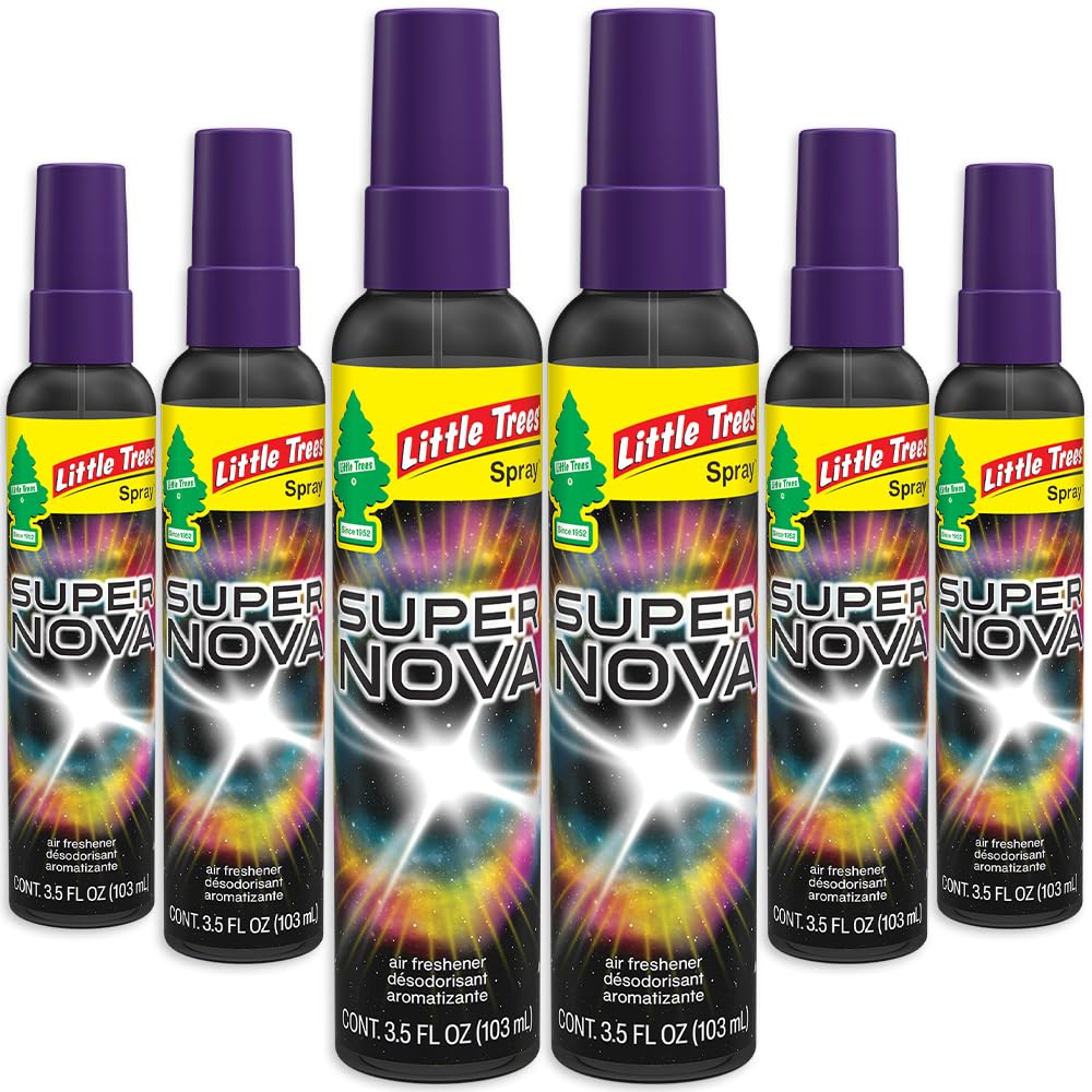 LITTLE TREES Car Air Freshener | Spray Provides a Long-Lasting Scent for Auto or Home | On-the-go Freshness | Black Ice, 6 Air Fresheners