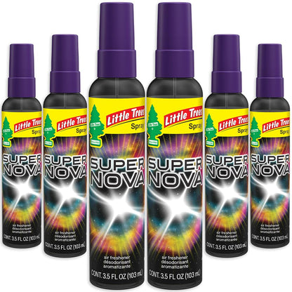 LITTLE TREES Car Air Freshener | Spray Provides a Long-Lasting Scent for Auto or Home | On-the-go Freshness | Black Ice, 6 Air Fresheners