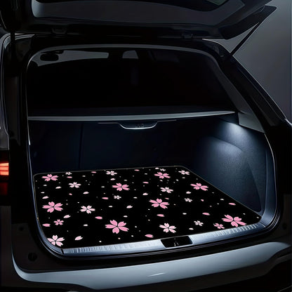 Universal Car Trunk Mat 29" x 39",Purple Colorful Flowers All Weather Trunk Protection Cargo Liner, Durable Cargo Mat Rear Trunk Liner,Stylish Vehicle Interior Accessories Suitable for Most Car Models