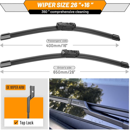 AUTOBOO 26"+19" Windshield Wipers Replacement for Tesla Model 3 2017 2018 2019 2020 2021 2022 2023 2024 2025 Model Y 2020 2021 2022 2023-2025 -Original Factory Quality (Pack of 2) - Colors A