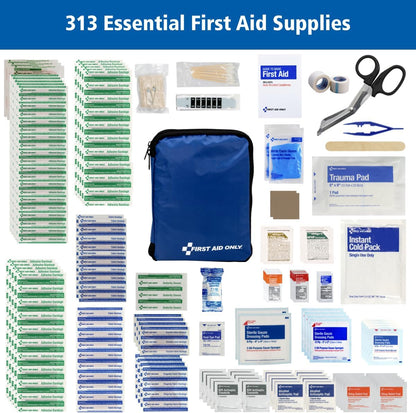 First Aid Only 298 Piece All-Purpose Emergency First Aid Kit for Home, Office, Car, Apartment, Dorm, and Camping, Travel-Friendly Compact Pouch Fits in Backpacks, Suitcases, Cabinets, and Drawers