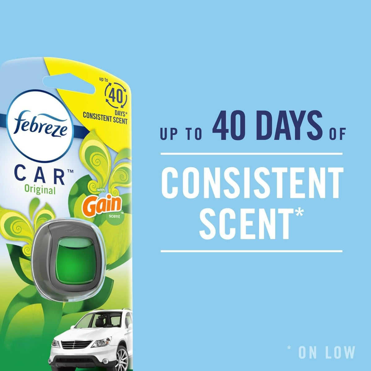 Febreze Car Air Freshener Vent Clip Platinum Ice Scent, .07 oz. Car Vent Clip, Pack of 4