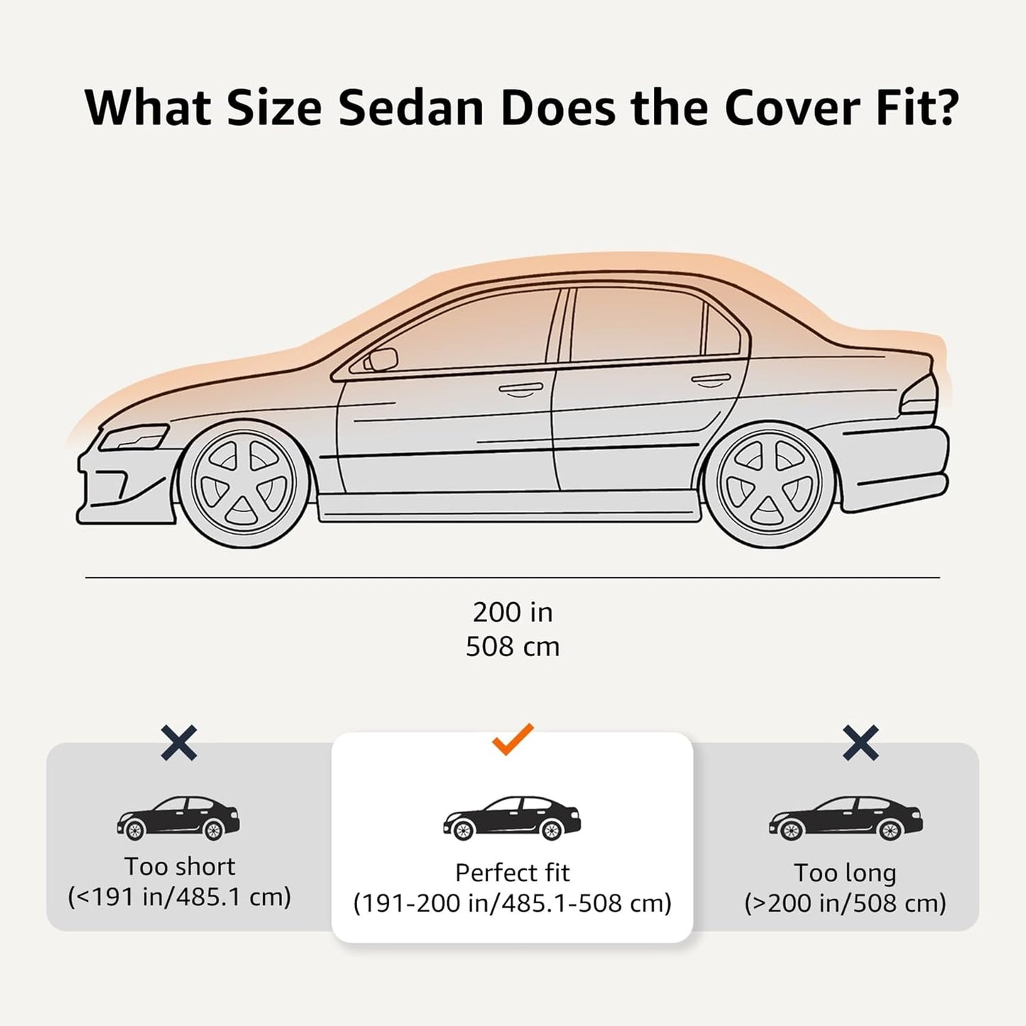 Amazon Basics Silver Weatherproof Car Cover, 150D Oxford, UV Protection, Snow Protection, Dustproof for Sedans up to 200", with Door Zipper