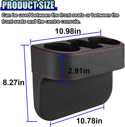 ZIMISI Car Cup Holder, PU Leather Auto Front Console Gap Filler Organizer, Multifunctional Cup Drink Holder, Car Seat Gap Filler Storage Box, Coin Bucket, Cell Mobile Phone Holder (Grey)