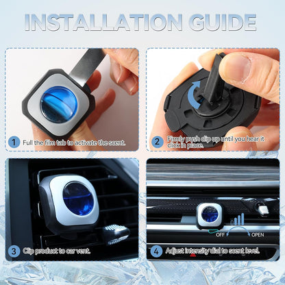 Car Air Freshener Vent Clip 6 Pack 4ml Each Up to 180 Days Long Lasting Scent Odor Eliminator for Women Men(Ocean Breeze)