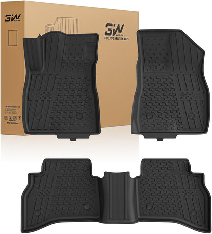 3W Floor Mats & Cargo Liner Fit for 2021 2022 2023 2024 2025 2026 Chevy Tahoe/GMC Yukon/Cadillac Escalade 7 Seat, TPE All Weather Custom Fit Car Accessories Heavy Duty Rubber Full Set Trunk Mats - Colors A