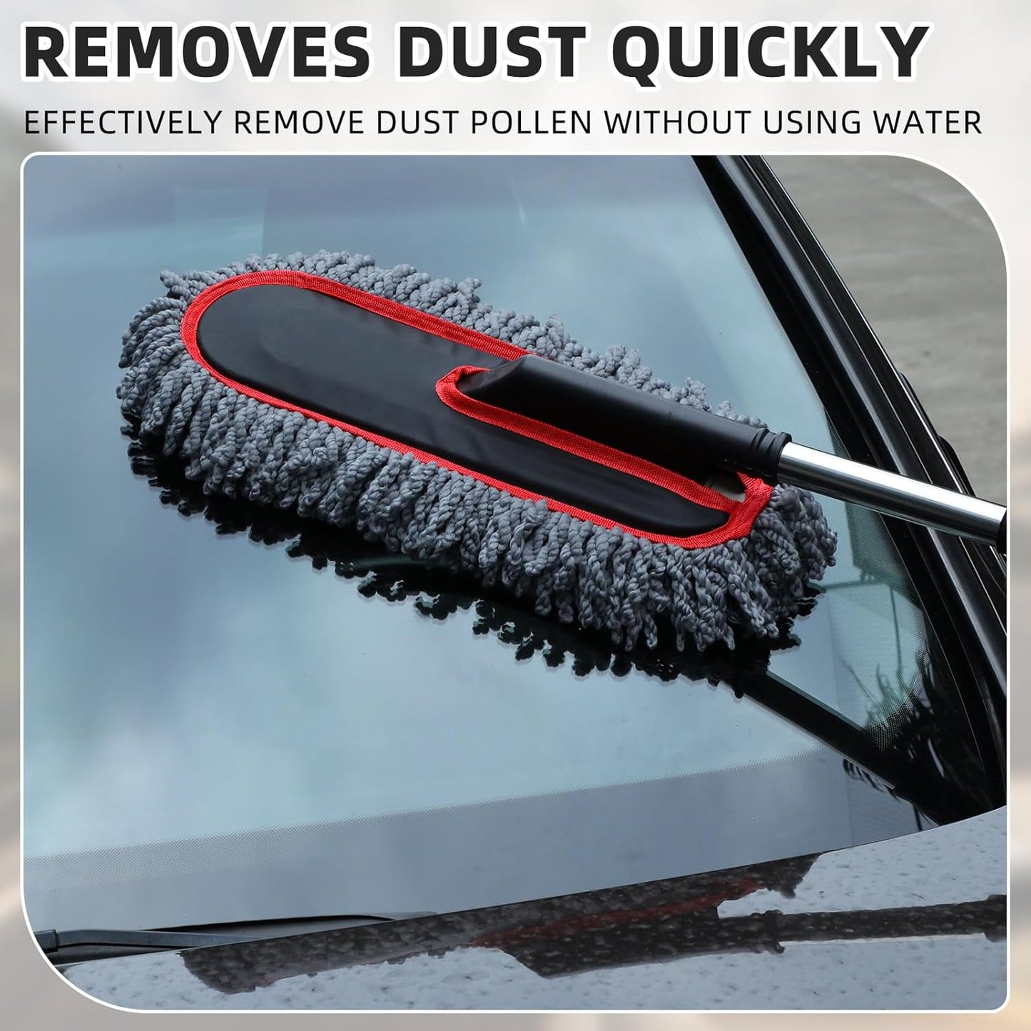 Tanlade 2 Pack Microfiber Car Duster Exterior Scratch Free with Extendable Handle Soft Car Duster Kit for Cleaning Dust Brush Set for Exterior Interior Cleaning Tools (Blue Gray)