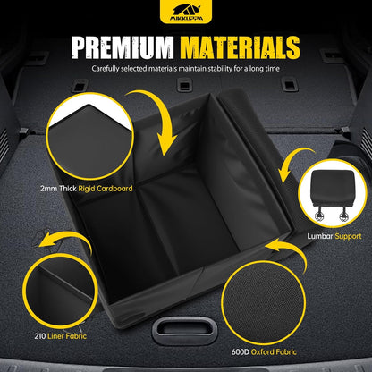 MIKKUPPA Car Trunk Organizer - 70L Collapsible Trunk Organizer for Groceries, Car Storage Organizers for SUV Auto Truck Van with Non Slip Bottom (Black)