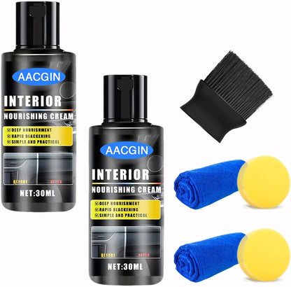 2 Pack Car Black Plastic Trim Restorer, Restore Faded Vinyl Rubber Surfaces, UV Protection Deep Shine Polishing Agent, Exterior Interior Auto Detailing Care 30ml
