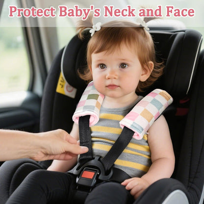 DILIMI Baby Car Seat Belt Covers, 2Pcs Carseat Shoulder Strap Pads, Soft Minky Car Seat Neck Covers, Newborn Car Seat Strap Protectors, Stroller Strap Covers for Baby Kids, Green Checkered