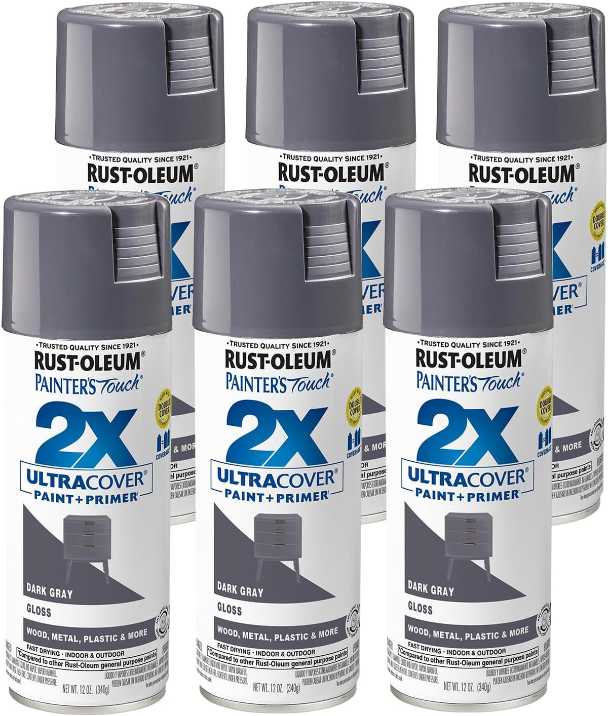 Rust-Oleum 334029 Painter's Touch 2X Ultra Cover Spray Paint, 12 oz, Gloss Clear - Colors B