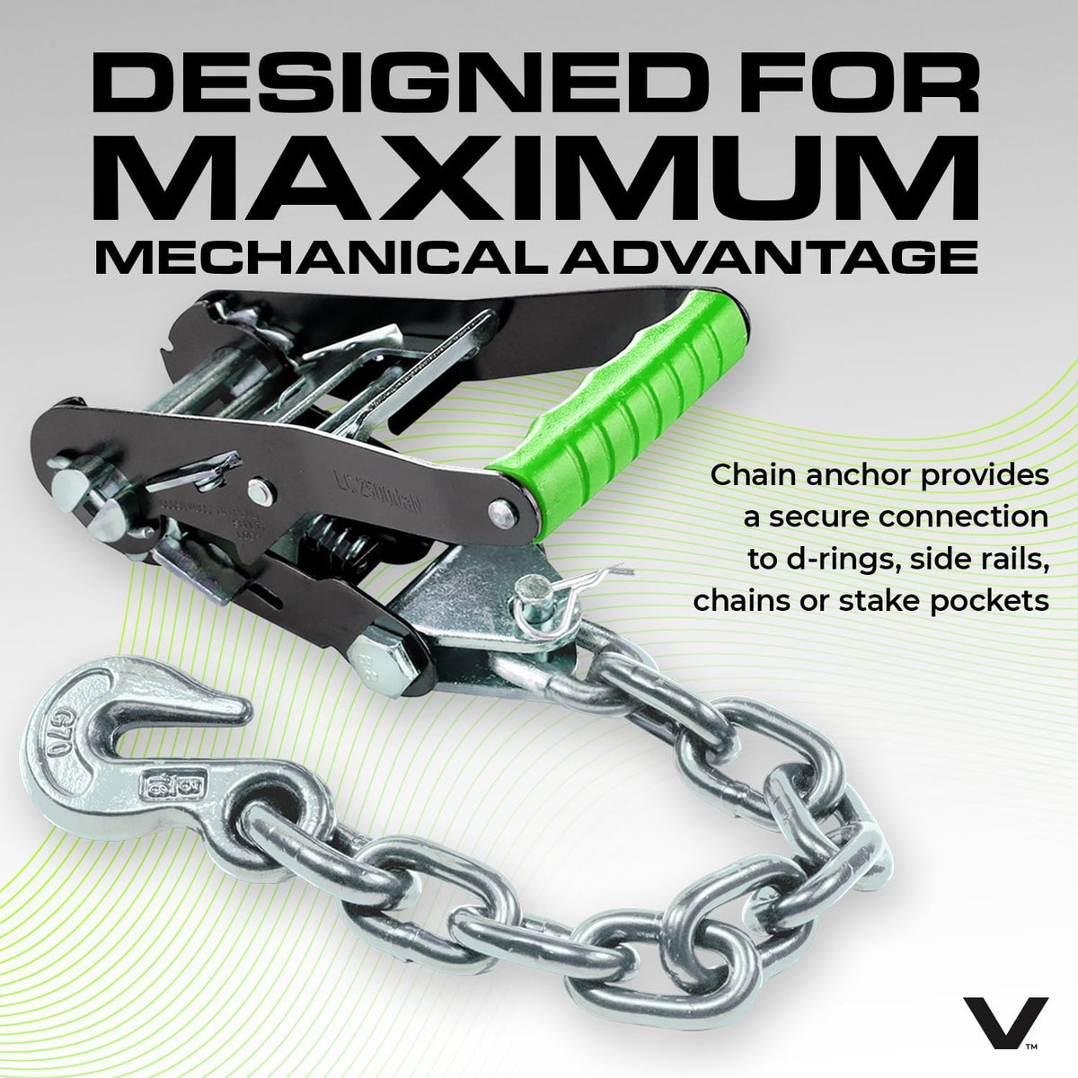 VULCAN Car Tie Down with Flat Hooks - Lasso Style - 2 Inch x 96 Inch - 4 Pack - Silver Series - 3,300 Pound Safe Working Load